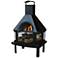 Black 43 1/2" High Wood Burning Outdoor Fireplace