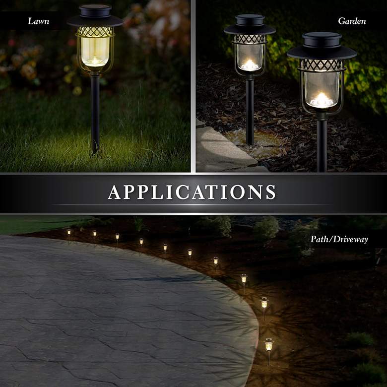 Image 4 Black 5 1/2 inch High Solar LED Landscape Path Lights Set of 2 more views