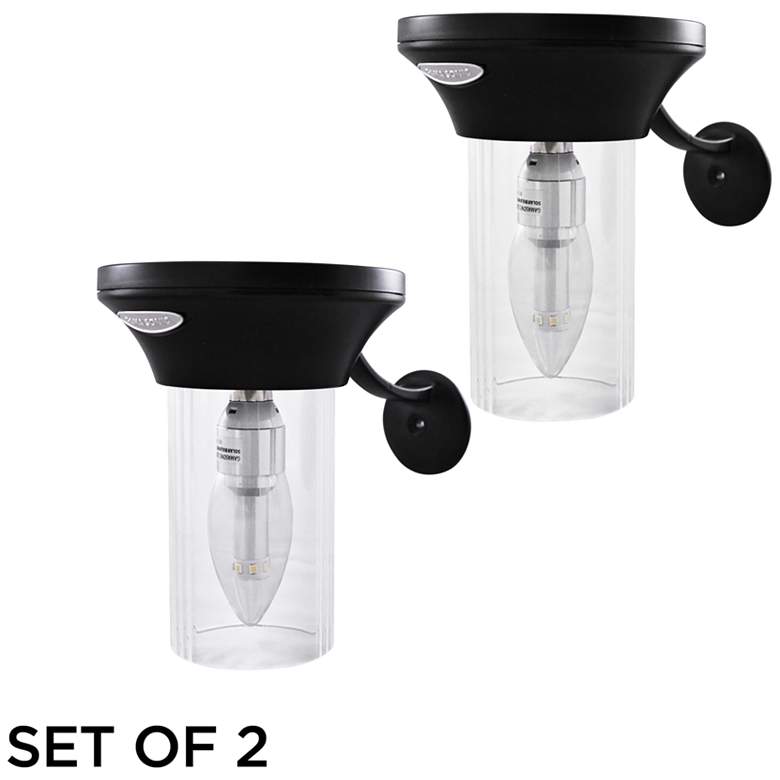 Image 1 Black 5 3/4 inch High Solar LED Outdoor Porch Wall Light 2-Pack