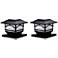 Black 7" High Solar LED Outdoor Post Cap and Deck Lights Set of 2