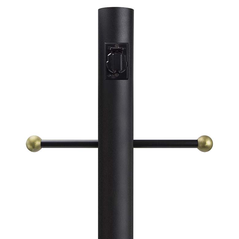 Image 1 Black 84" High Cross Arm Outlet Direct Burial Lamp Post