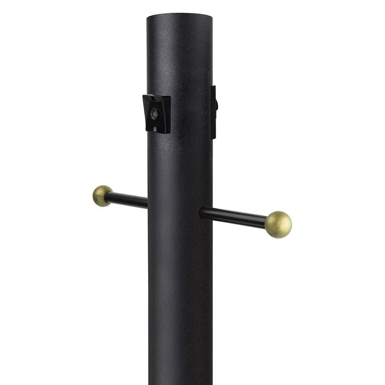 Image 1 Black 84" High Cross Arm Outlet Dusk-to-Dawn In-Ground Lamp Post