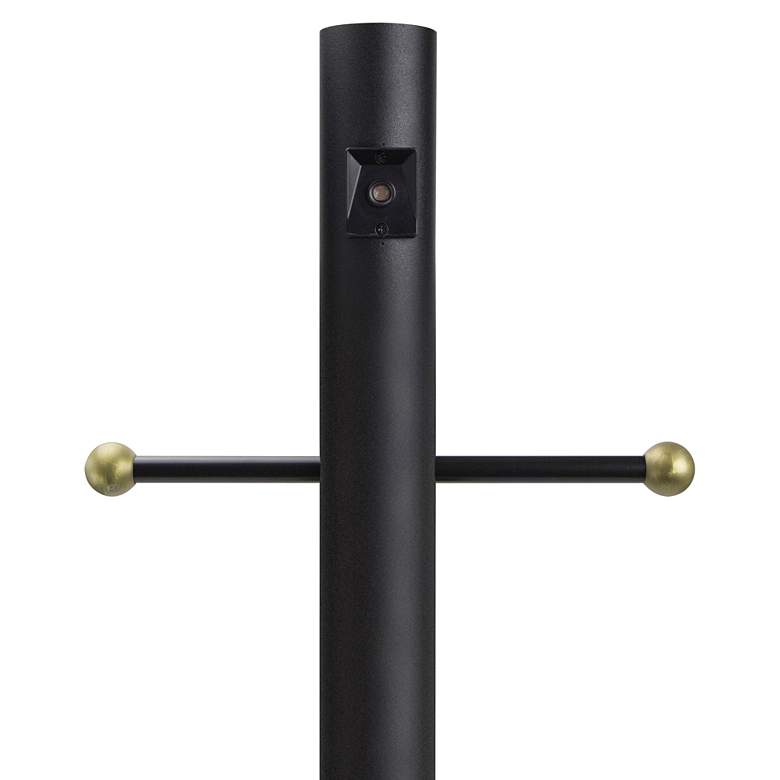 Image 1 Black 84 inchH Cross Arm Dusk-to-Dawn Direct Burial Lamp Post
