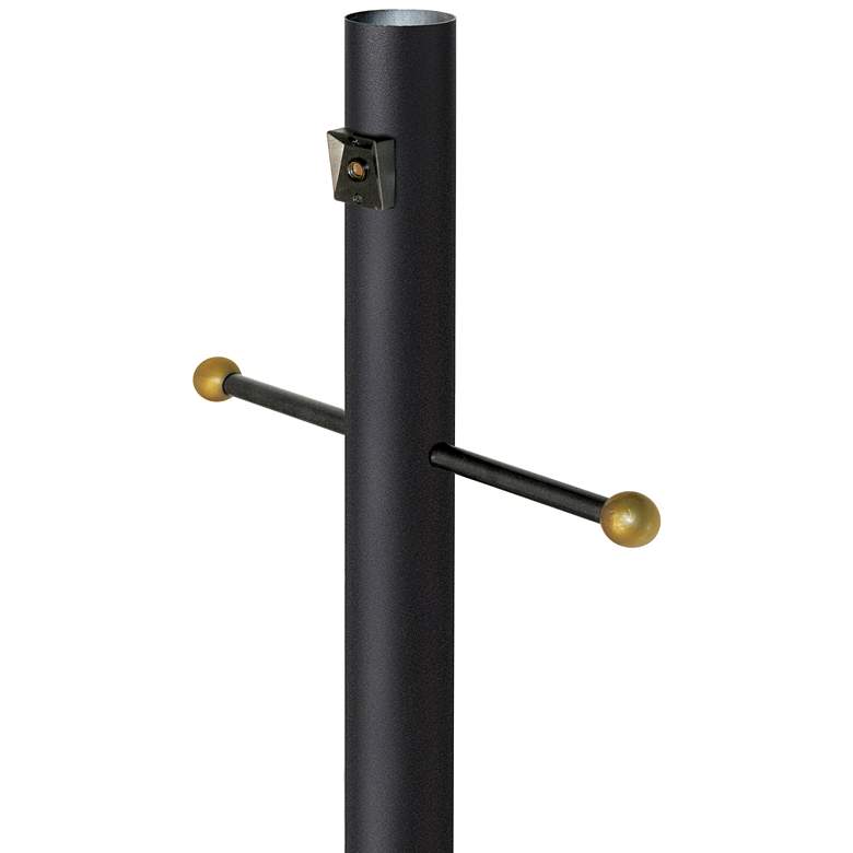 Image 1 Black 96"H Cross Arm Dusk-to-Dawn Direct Burial Lamp Post