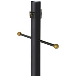 Black 96"H Cross Arm Outlet Dusk-to-Dawn Inground Lamp Post
