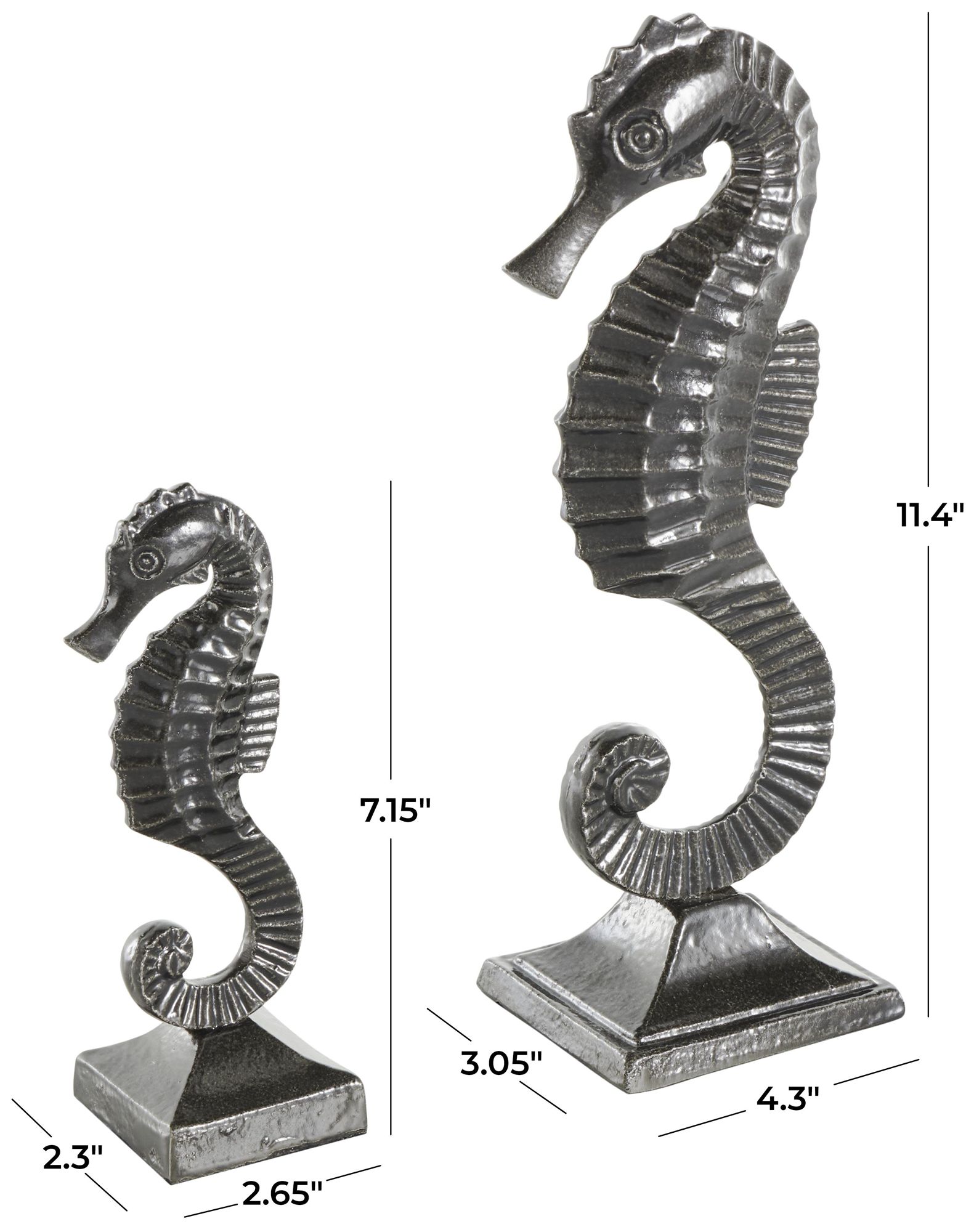 Image 7 Black Aluminum Metal Coastal Sculpture, S/2 11", 7"H more views