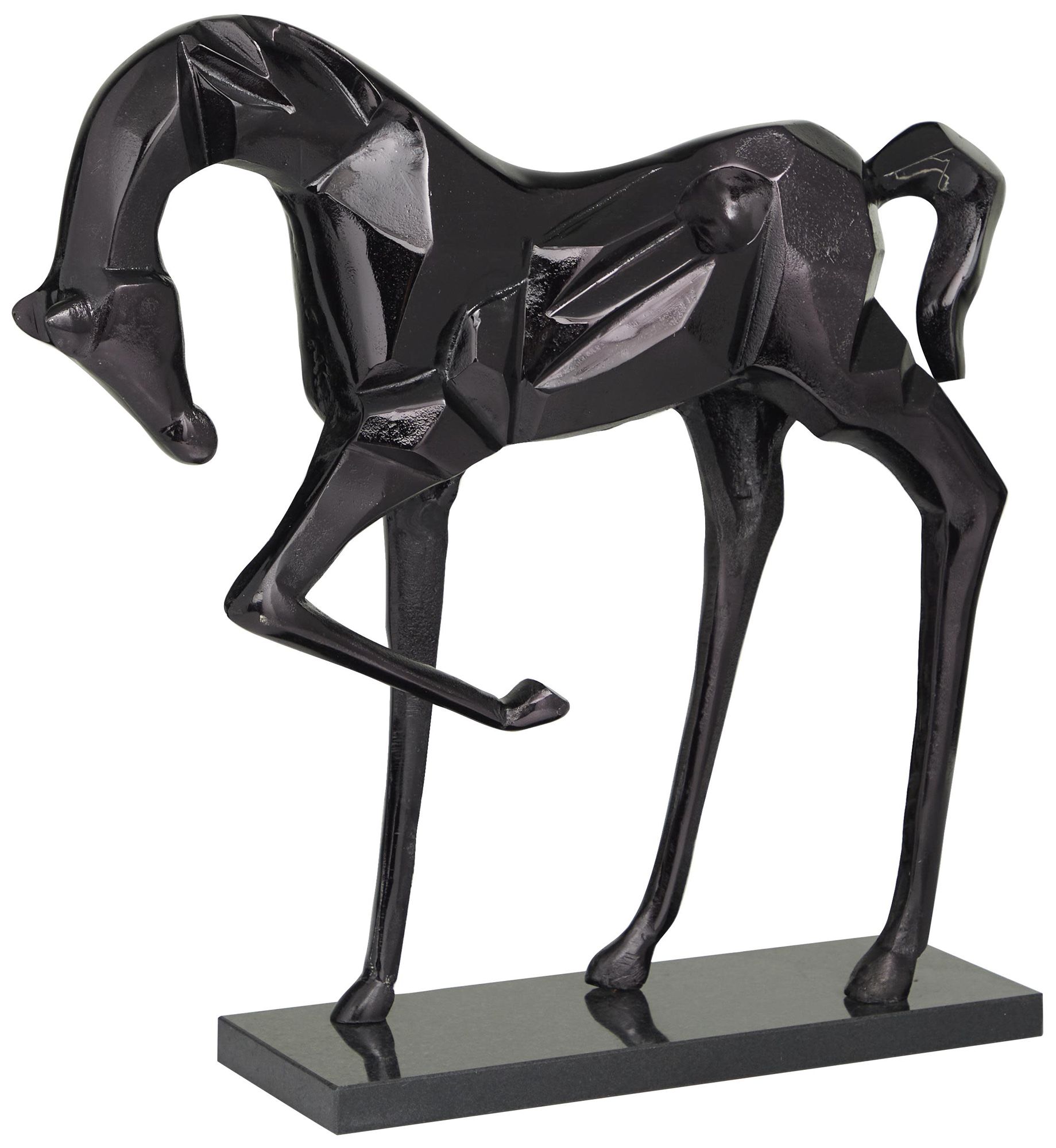 Black Aluminum Metal Contemporary Sculpture, 19" x 5" x 18"