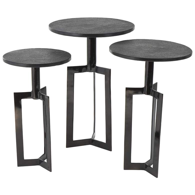 Image 1 Black Aluminum Metal Eclectic Accent Table, S/3 24", 23", 21"H