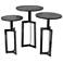 Black Aluminum Metal Eclectic Accent Table, S/3 24", 23", 21"H