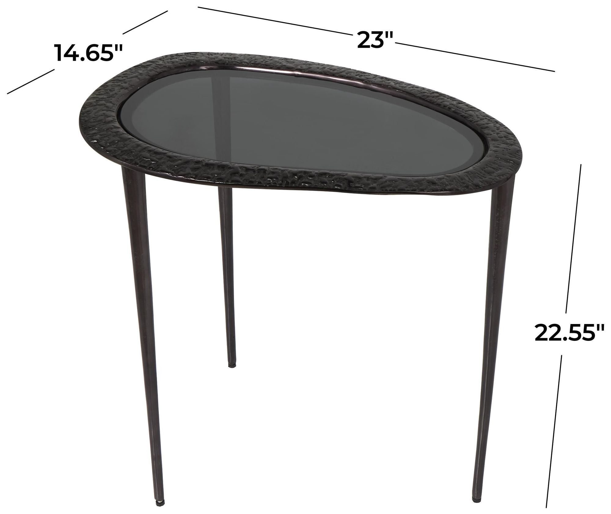 Image 7 Black Aluminum Metal Modern Accent Table, 23" x 15" x 23" more views