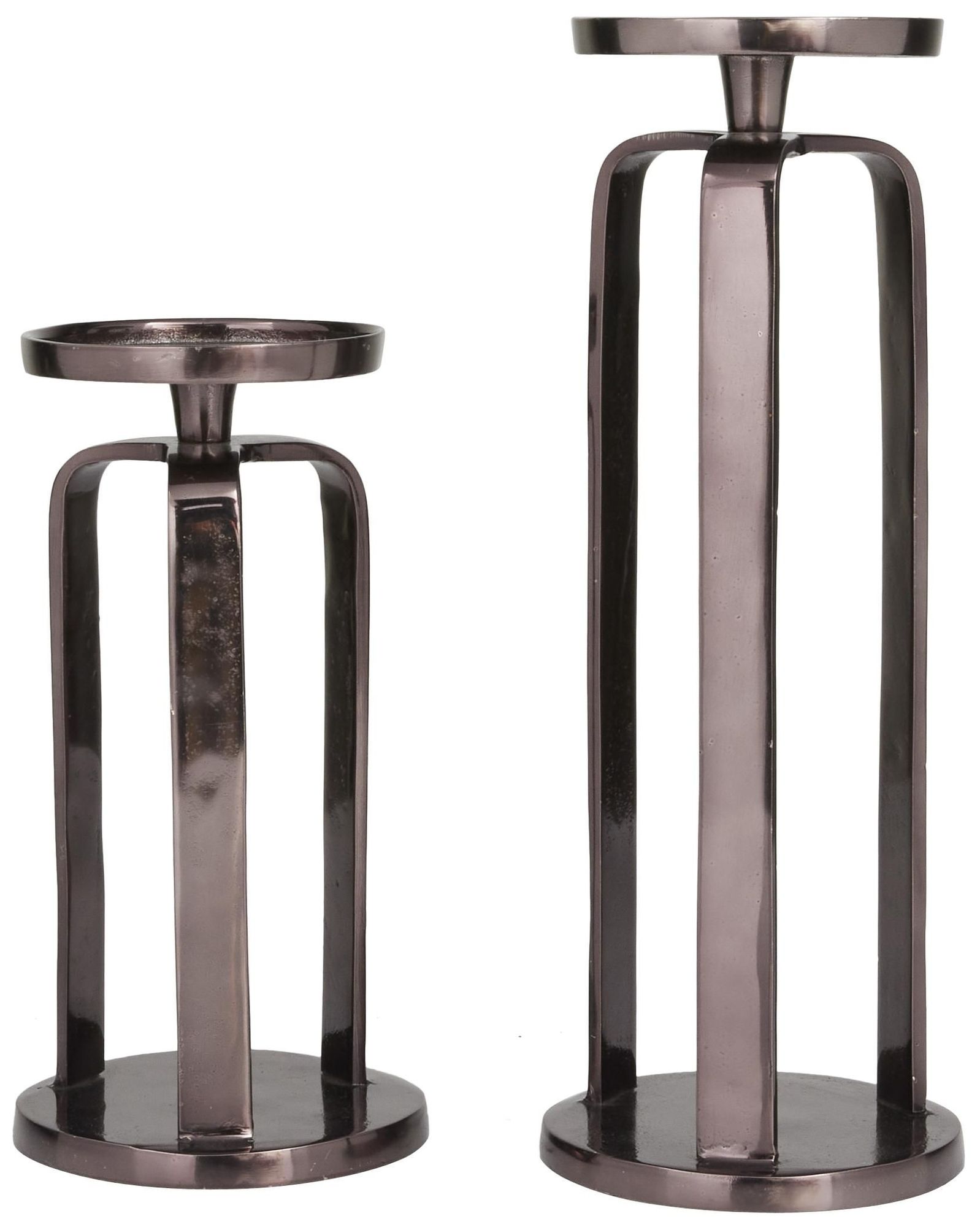 Image 5 Black Aluminum Metal Modern Candle Holder, S/2 14", 10"H more views