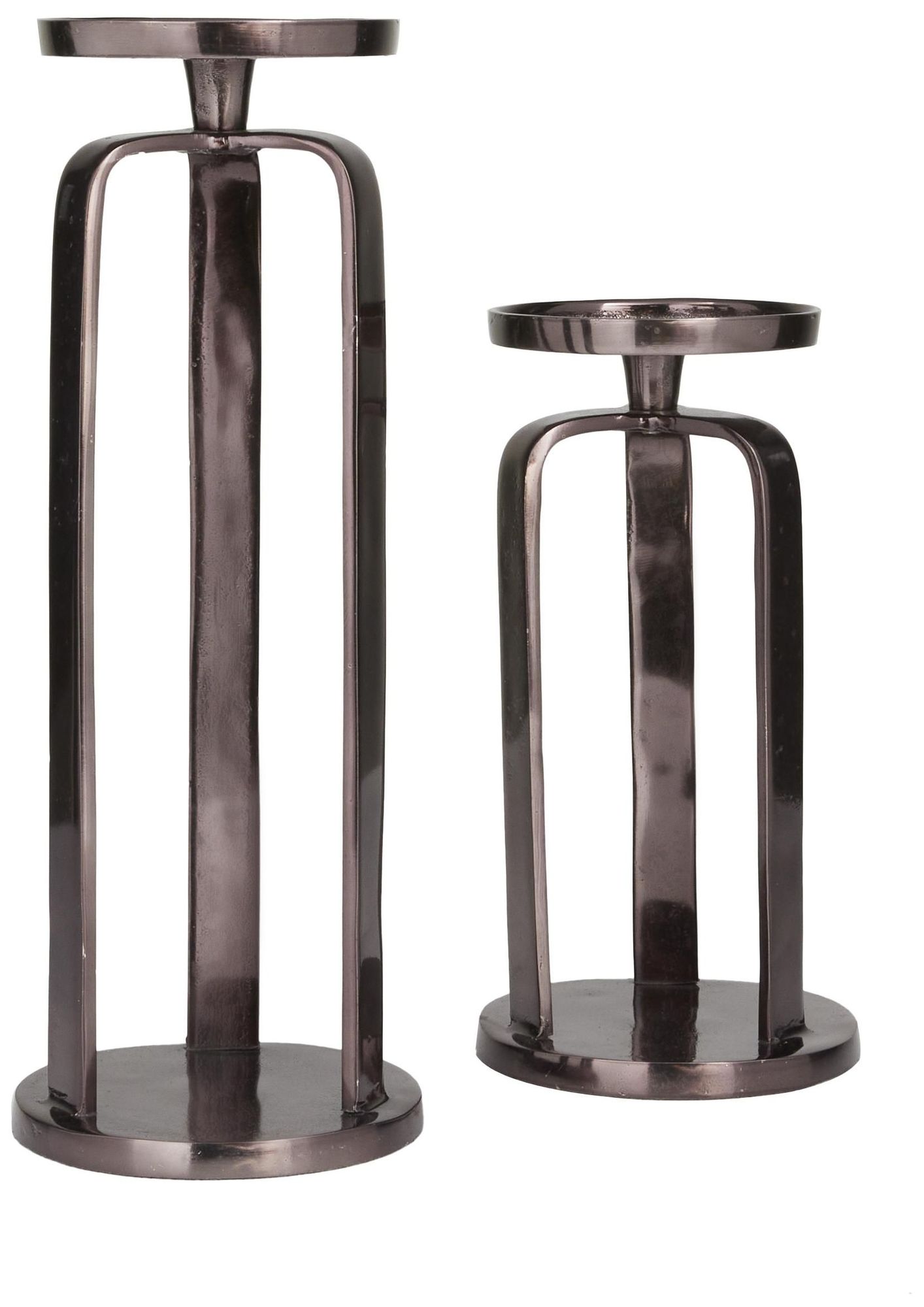 Image 6 Black Aluminum Metal Modern Candle Holder, S/2 14", 10"H more views