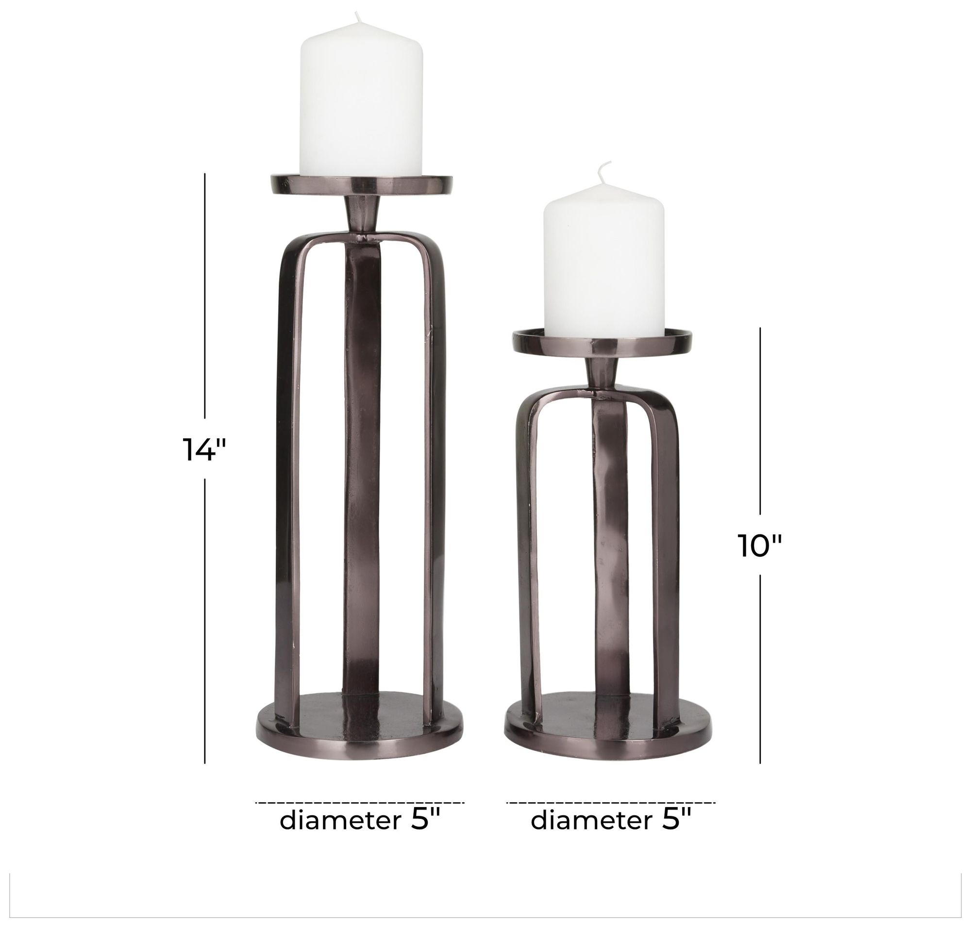Image 7 Black Aluminum Metal Modern Candle Holder, S/2 14", 10"H more views