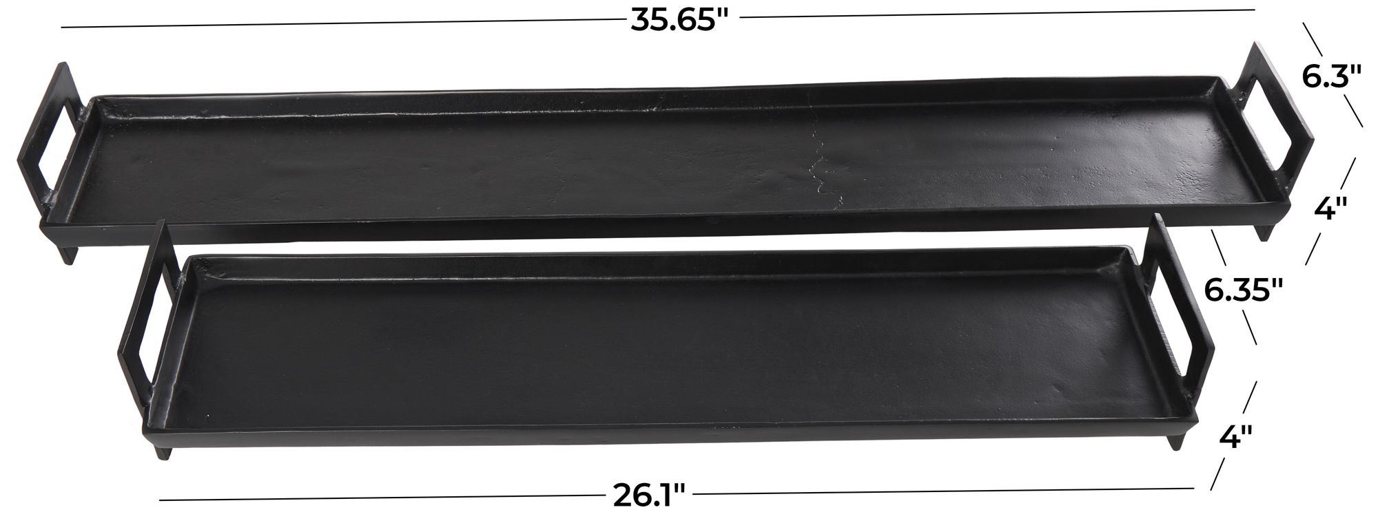 Image 6 Black Aluminum Metal Modern Tray, S/2 36", 26"W more views