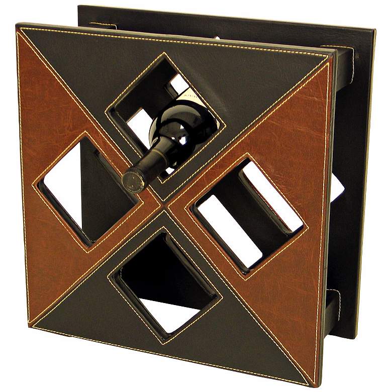 Image 1 Black and Brown Square Faux Leather Wine Holder