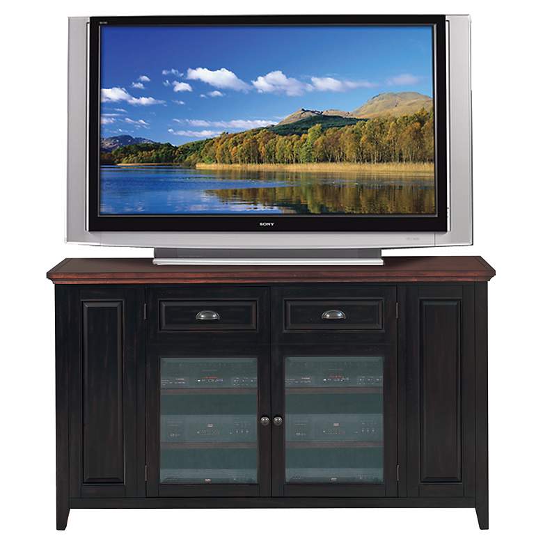 Image 1 Black and Cherry Wood 62 inch Wide Television Console
