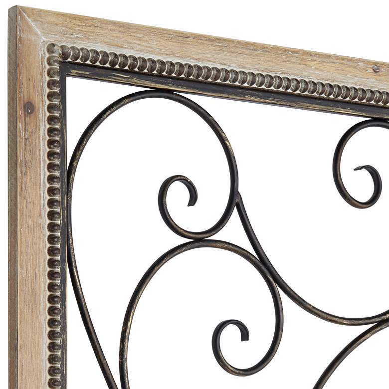Image 3 Black and Distressed Wood 36 3/4 x 57 inch High Filigree Screen Wall Art more views