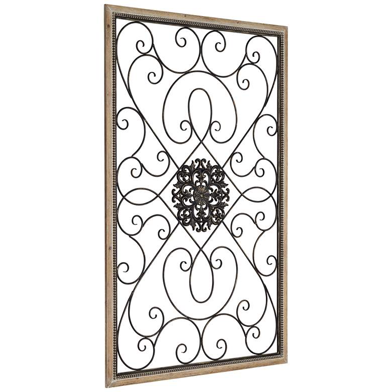 Image 6 Black and Distressed Wood 36 3/4 x 57 inch High Filigree Screen Wall Art more views