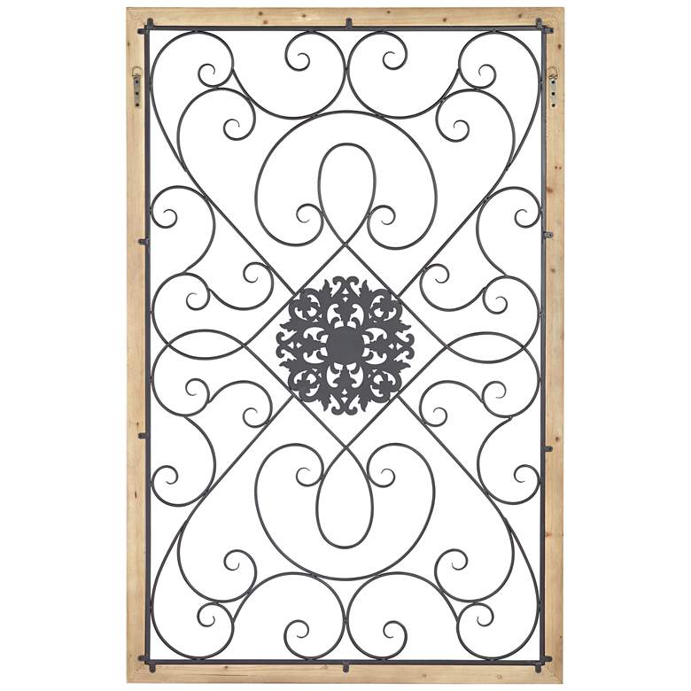 Image 7 Black and Distressed Wood 36 3/4 x 57 inch High Filigree Screen Wall Art more views