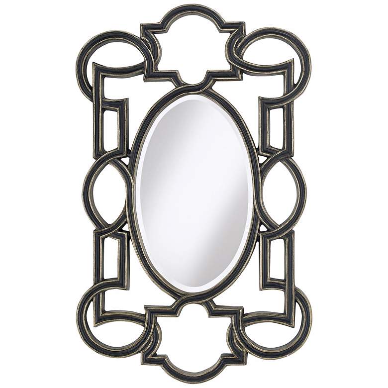 Image 1 Black and Gold 42 inch High Oval Wall Mirror