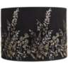 Black and Gold Floral Velvet Drum Shade 15x15x11 (Spider)