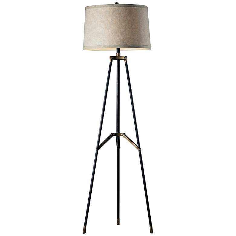 Image 1 Black and Gold Functional Tripod Floor Lamp