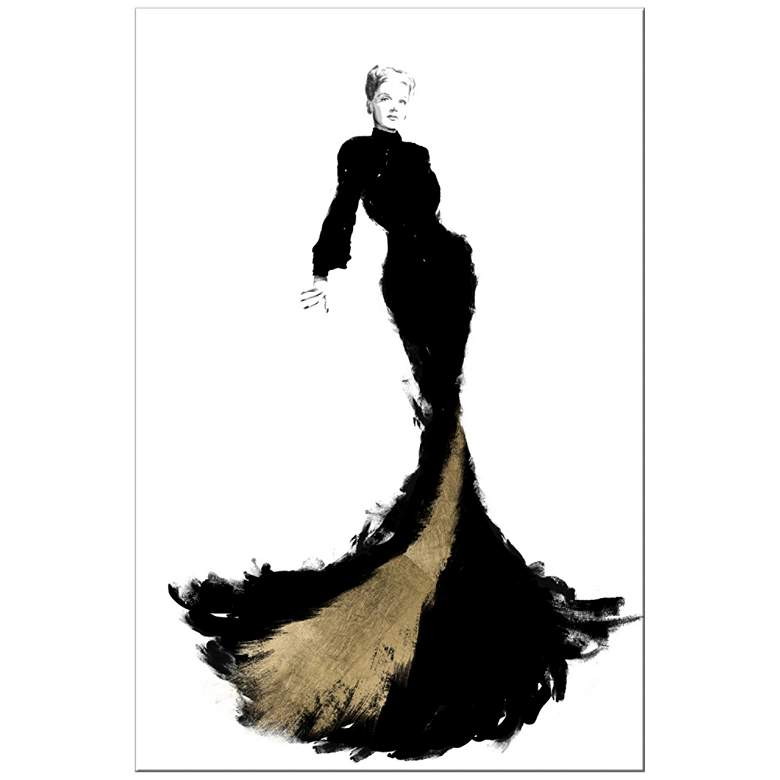 Image 1 Black and Gold Gown 20" High Giclee Canvas Wall Art