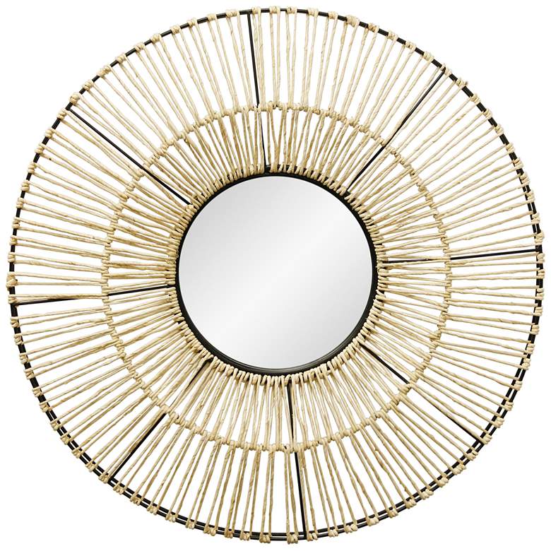 Image 1 Black and Natural Woven 36 inch Round Wall Mirror
