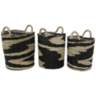 Black and Natural Woven Seagrass Storage Baskets Set of 3