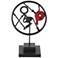 Black and Red 20"H Iron And Wood Decorative Wheel Sculpture