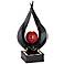Black and Red Lacquer Tabletop Fountain with LED Light
