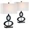 Black and Satin Steel Asymmetrical Ovals Table Lamp Set of 2