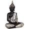 Black and Silver 14 1/2" High Sitting Buddha Sculpture