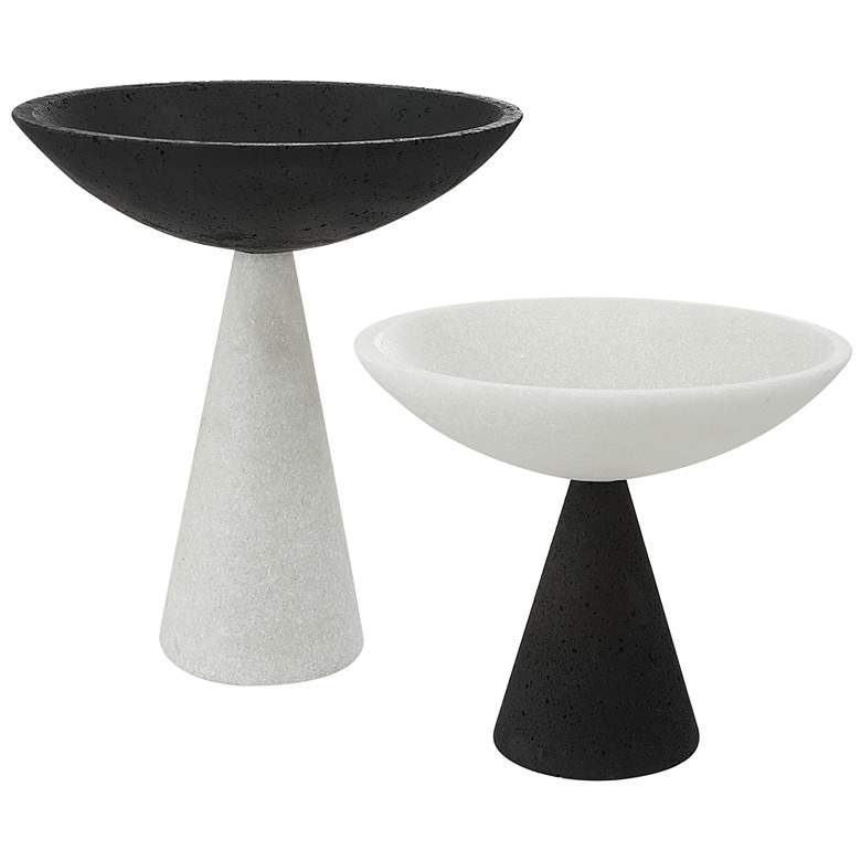 Black and White 2-Piece Decorative Bowls