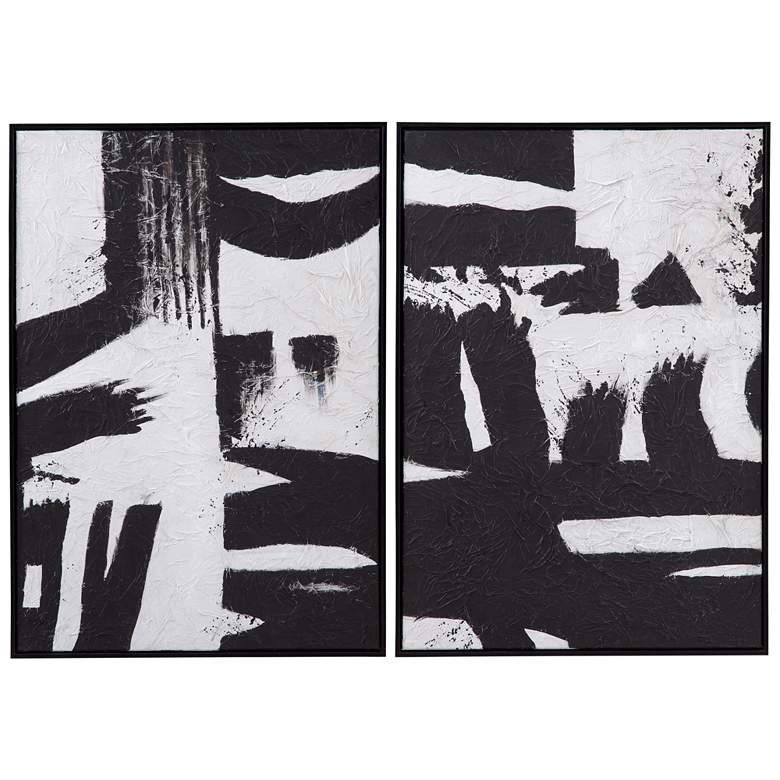 Image 1 Black & White 29" x41" Framed Canvas Set of 2
