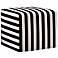 Black and White Canopy Stripe Upholstered Cube Ottoman