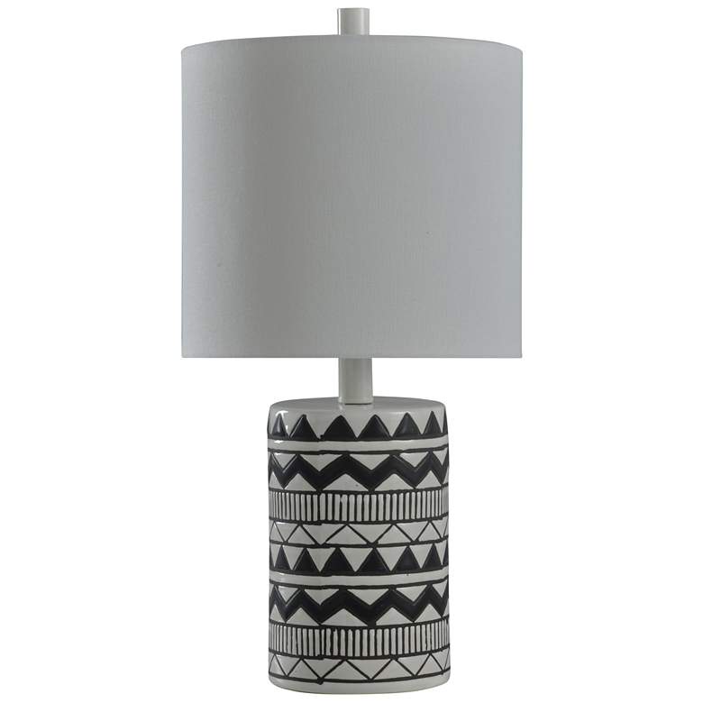 Image 1 Black &amp; White Ceramic Table Lamp With White Shade