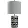Black & White Ceramic Table Lamp With White Shade