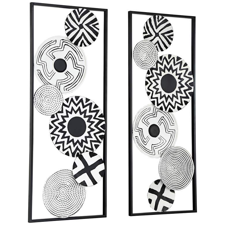 Image 5 Black and White Discs 35 1/2 inch High Metal Wall Art Set of 2 more views