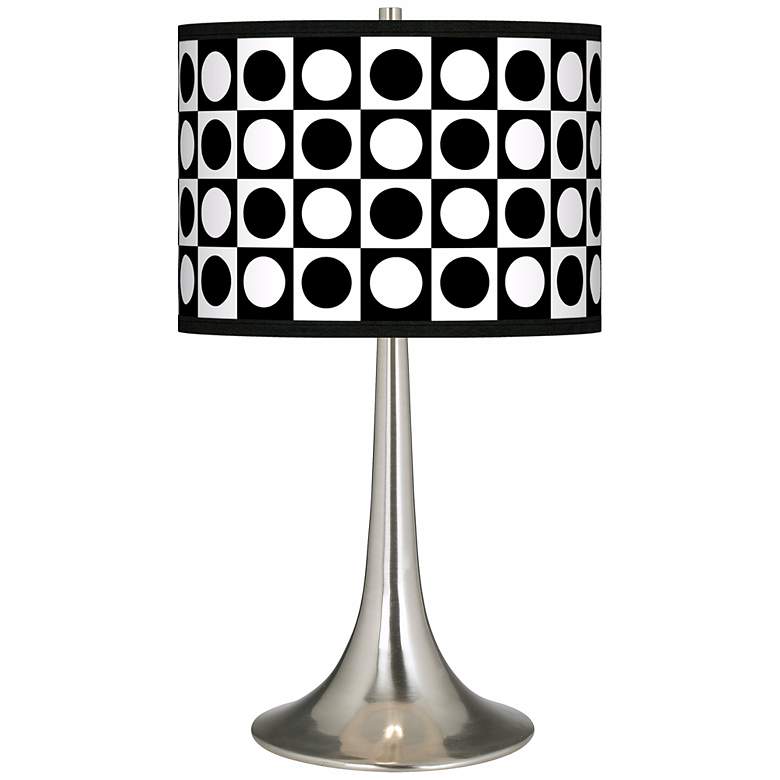 Image 1 Black and White Dotted Square Giclee Trumpet Table Lamp