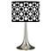 Black and White Dotted Square Giclee Trumpet Table Lamp