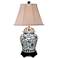 Black And White Floral Temple Jar Table Lamp