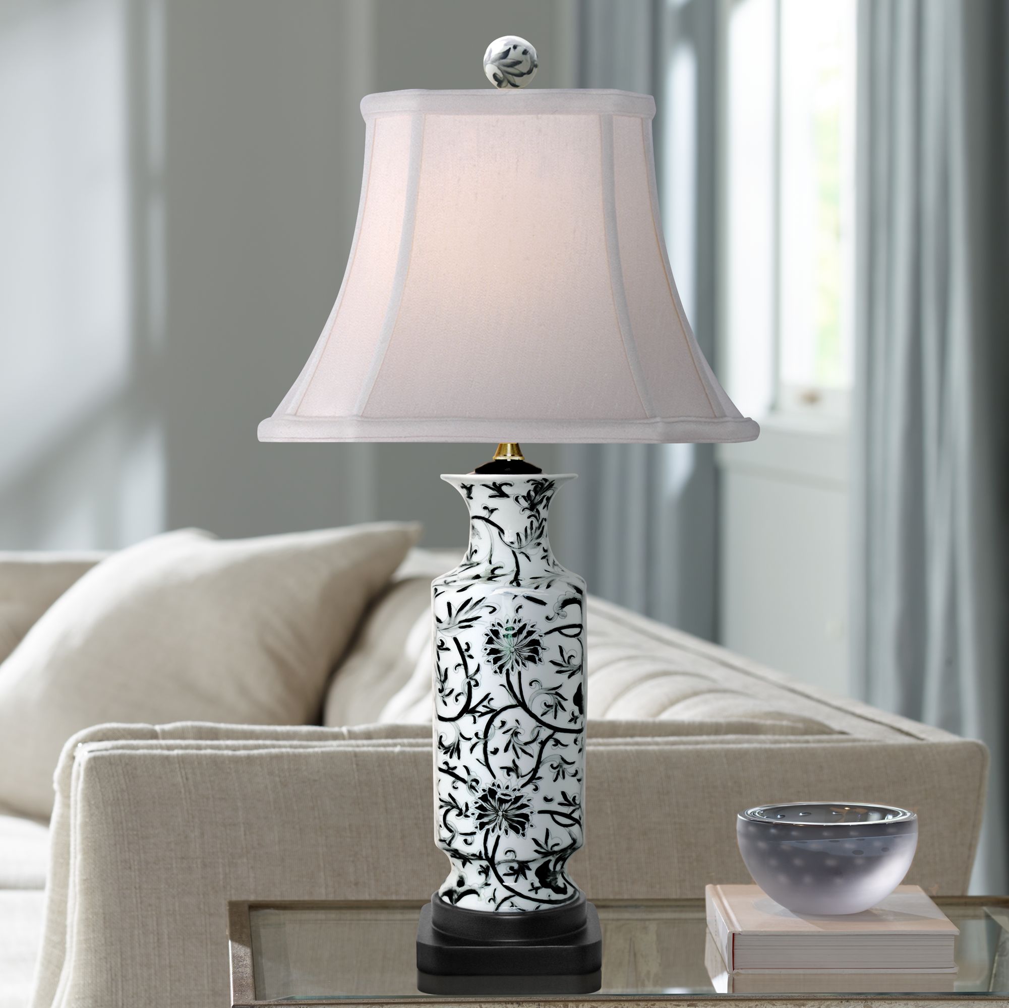 black floral lamp