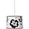 Black and White Flower 16"W Brushed Steel Shaded Pendant