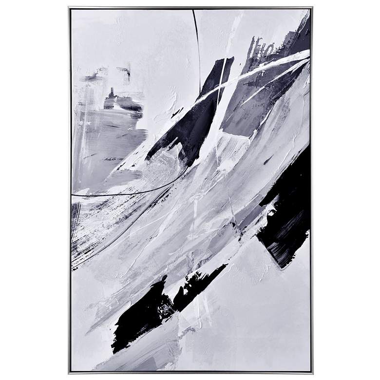 Image 1 Black And White II 48.3"H x 32.5"W Silver and Black Frame Abstrac