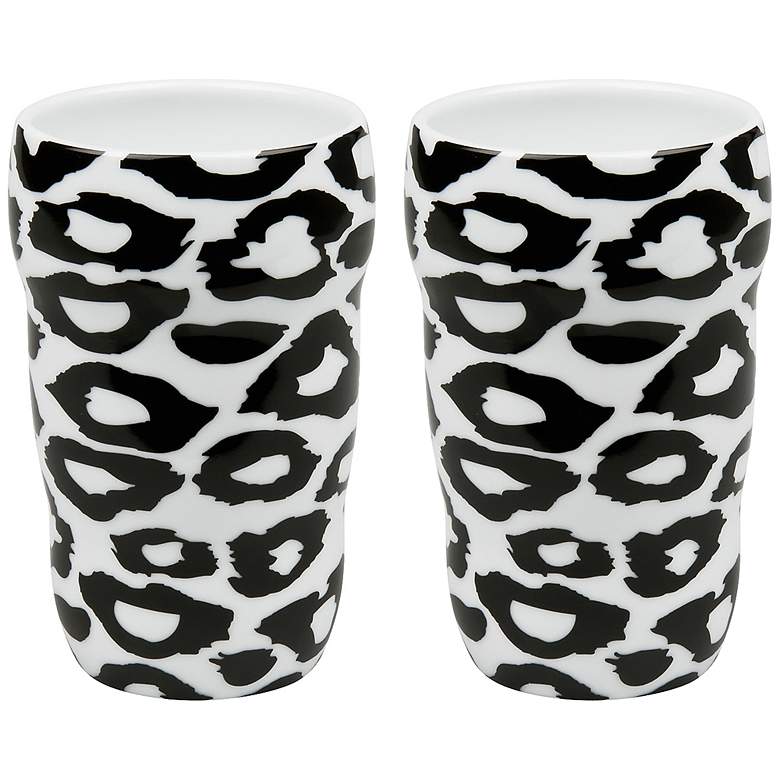 Image 1 Black and White Leopard Grip Porcelain Mugs Set of 2