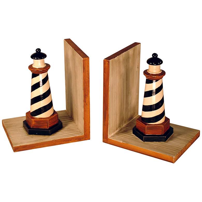 Image 1 Black and White Lighthouse Bookends Set of 2