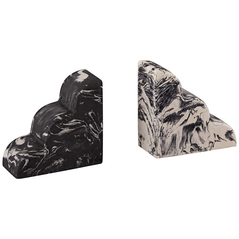 Image 1 Black and White Marble Veneer Concrete Bookends Set of 2