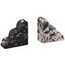 Black and White Marble Veneer Concrete Bookends Set of 2