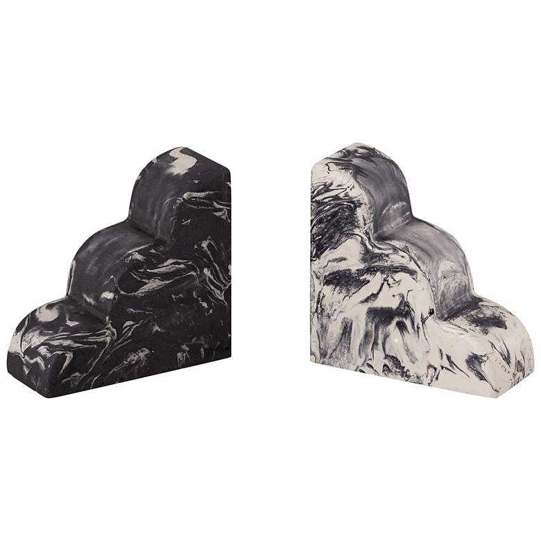 Image 2 Black and White Marble Veneer Concrete Bookends Set of 2 more views